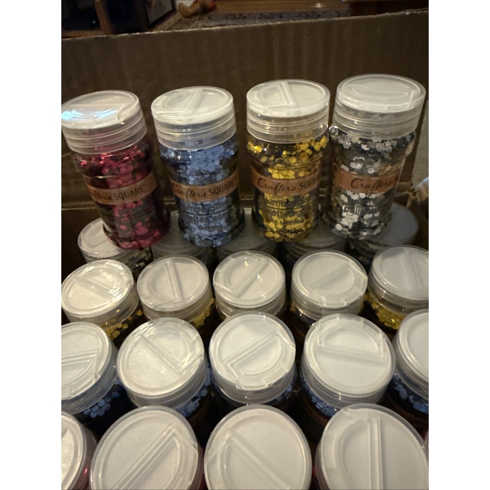 Lot Of 24 Crafter's Square Glitter Pallettes Pink Gold Silver Blue Teachers (TD)